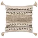 Surya Tov Beige Khaki Braided 20&quot; Square Decorative Pillow