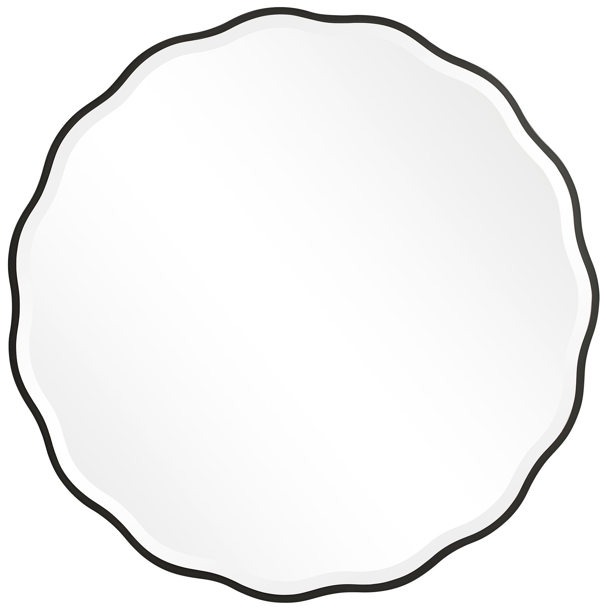 Uttermost Aneta Satin Black 42" Round Scalloped Wall Mirror
