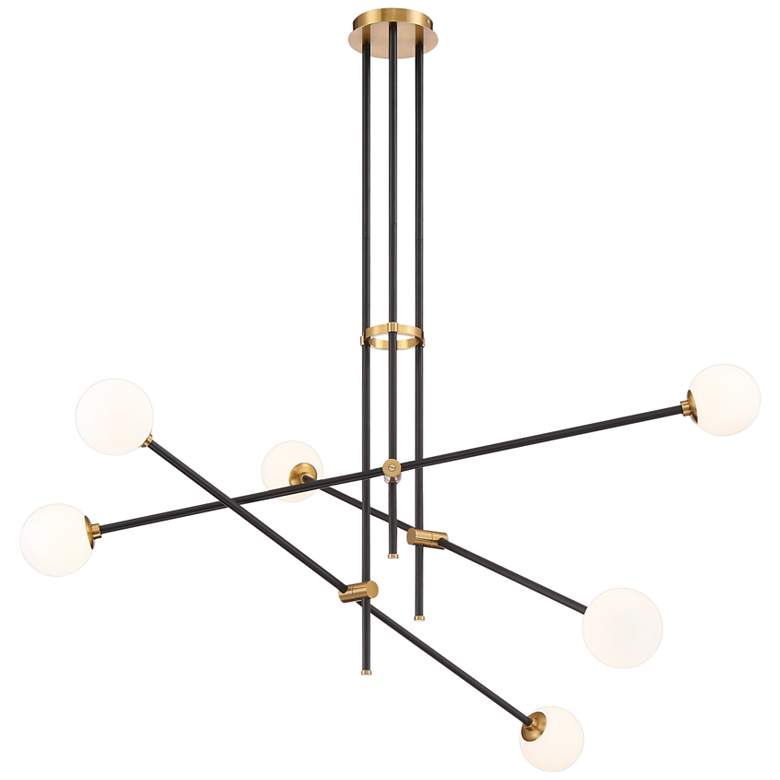 Cosmet 41&quot; Wide Coal and Aged Brass 6-Light Pendant Light