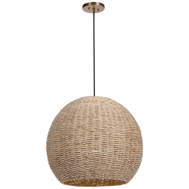 Image 1 Uttermost Seagrass Dome 24"W Natural Corn Rope Pendant Light