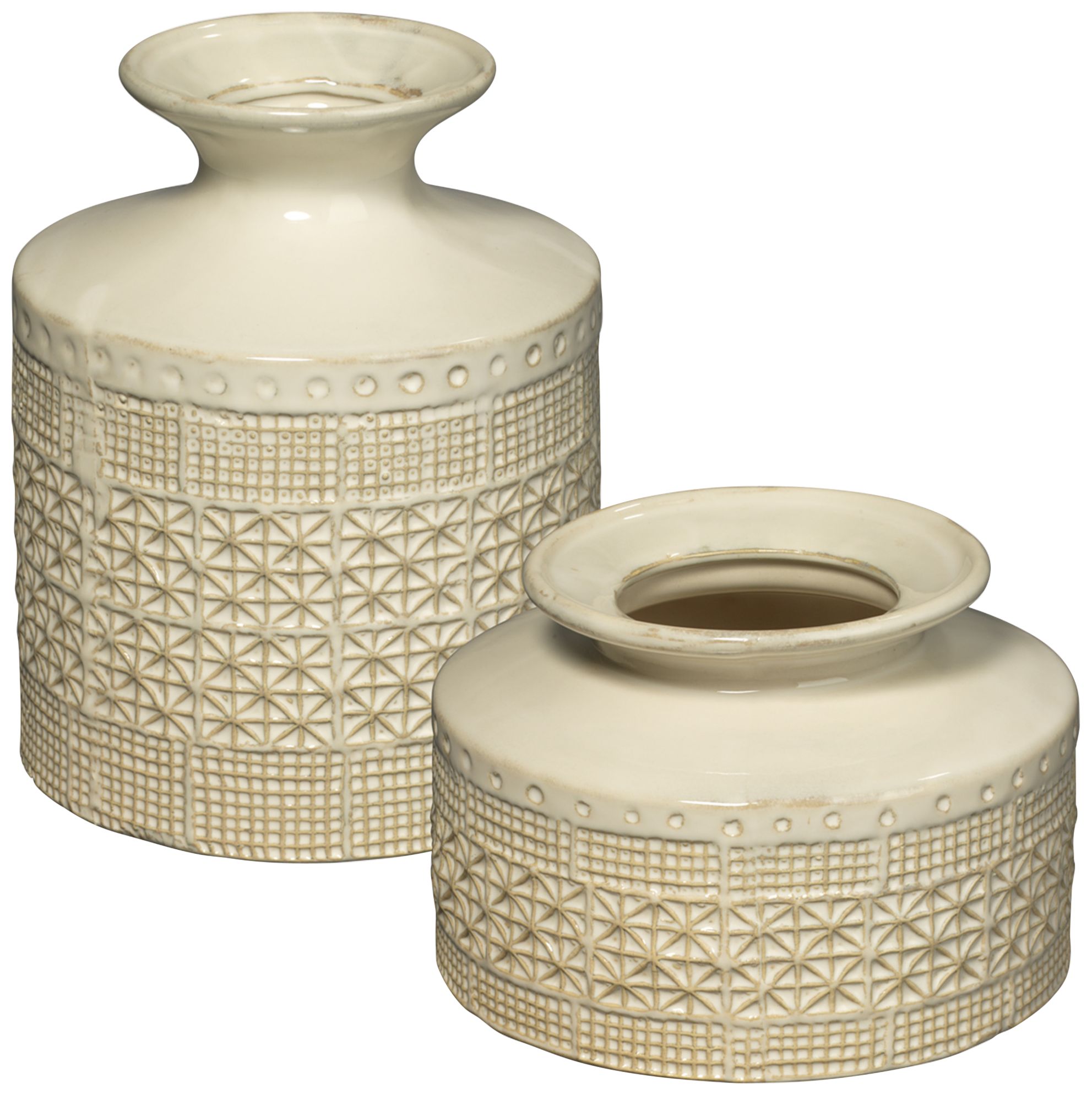 Jamie Young Astral White Ceramic Decorative Vases Set of 2