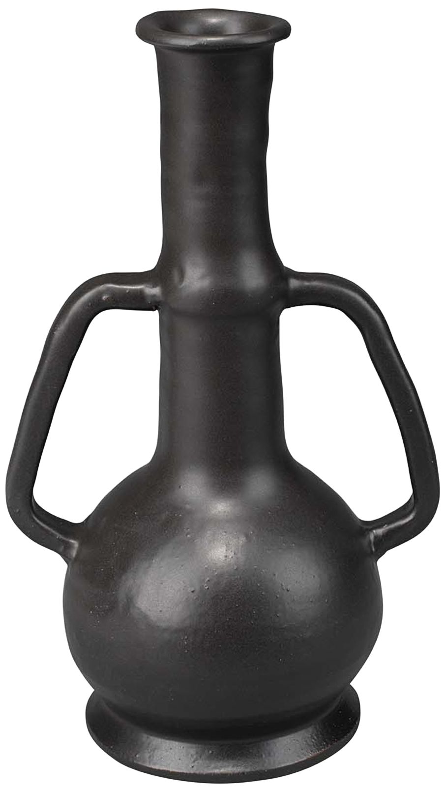 Jamie Young Horton 12"H Glazed Black Handled Decorative Vase