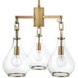 Jamie Young Tear Drop 22&quot; Wide Brass and Glass 3-Light Chandelier
