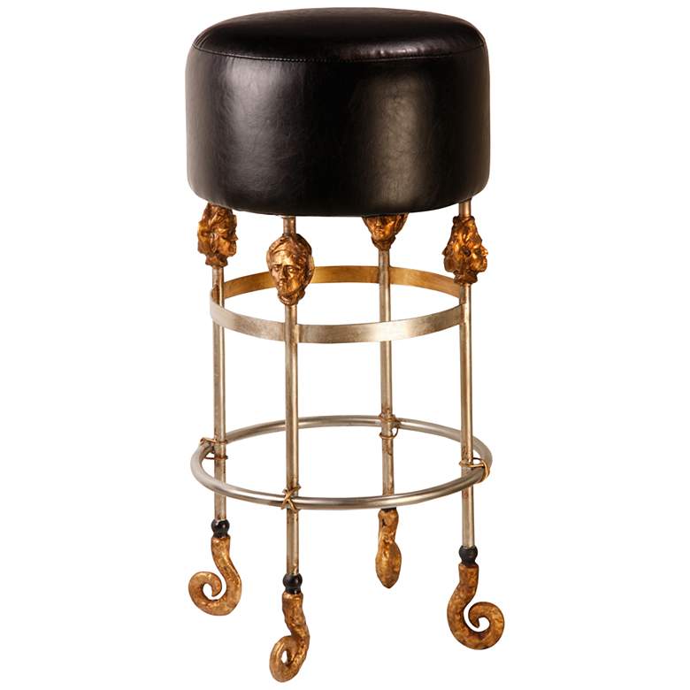 Image 1 Armory 31" Black Leather and Chrome Gold Bar Stool