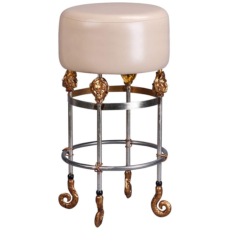 Armory 31&quot; Putty Leather and Chrome Gold Bar Stool