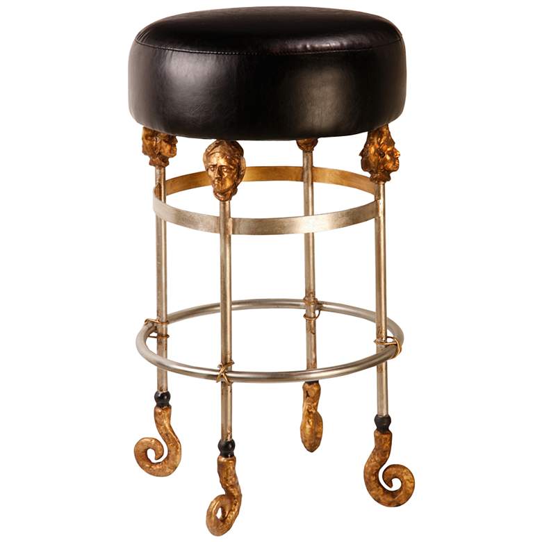 Armory 26&quot; Black Leather and Chrome Gold Counter Stool
