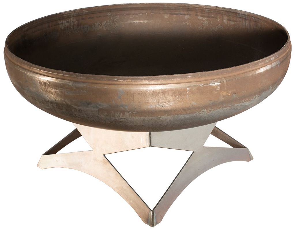 Liberty 24" Wide Natural Steel Fire Pit with Angular Base