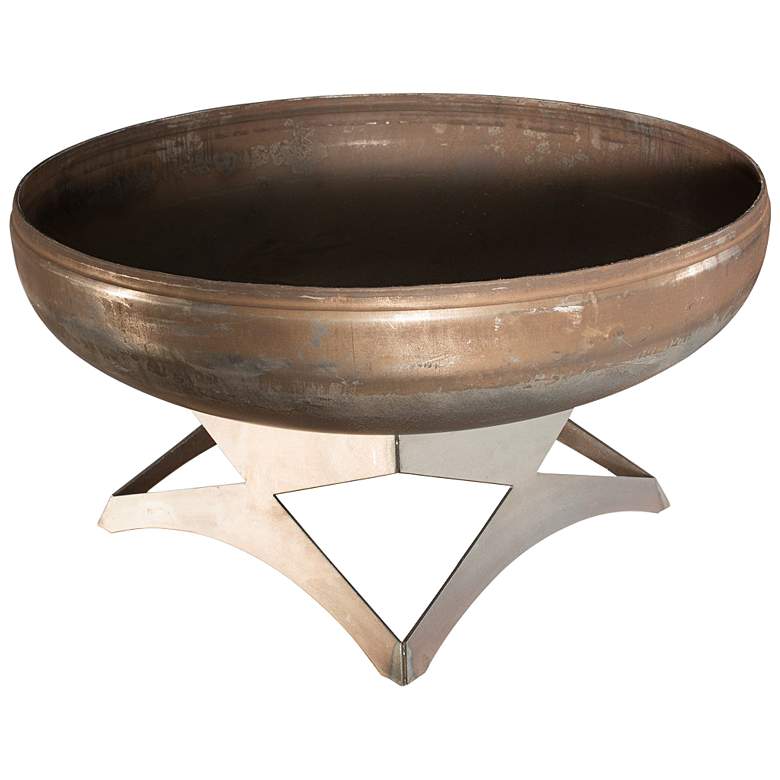 Liberty 24&quot; Wide Natural Steel Fire Pit with Angular Base
