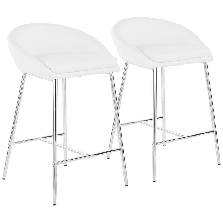 White Faux Leather Counter Stools Set, Faux Leather Counter Stools Set Of 3