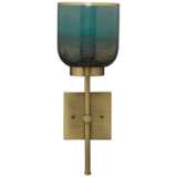 Jamie Young Vapor 15 3/4&quot; High Aqua Glass and Brass Metal Wall Sconce