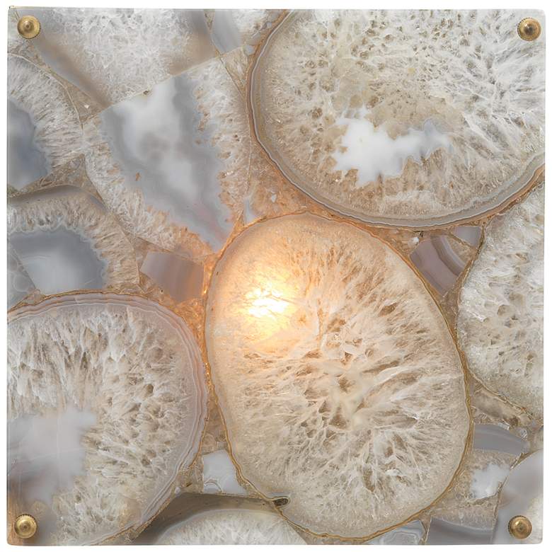 Leopold 9&quot; High Natural Agate Stone Square Wall Sconce