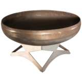 Liberty 30&quot; Wide Natural Steel Fire Pit with Angular Base