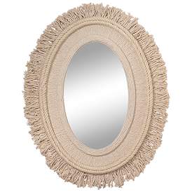 Jamie Young Fringe Off-White Jute 32&quot; x 43&quot; Wall Mirror