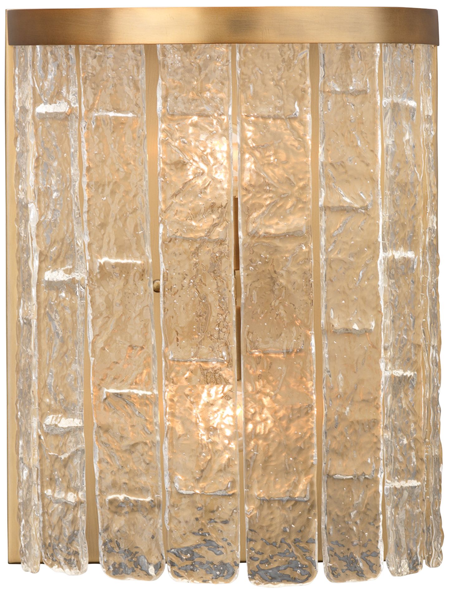 Waterfall Demi-Lune 15"H Brass and Glass 2-Light Wall Sconce