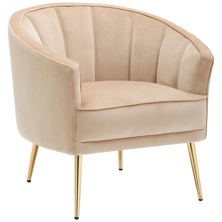 Tania Champagne Velvet Tufted Accent Chair