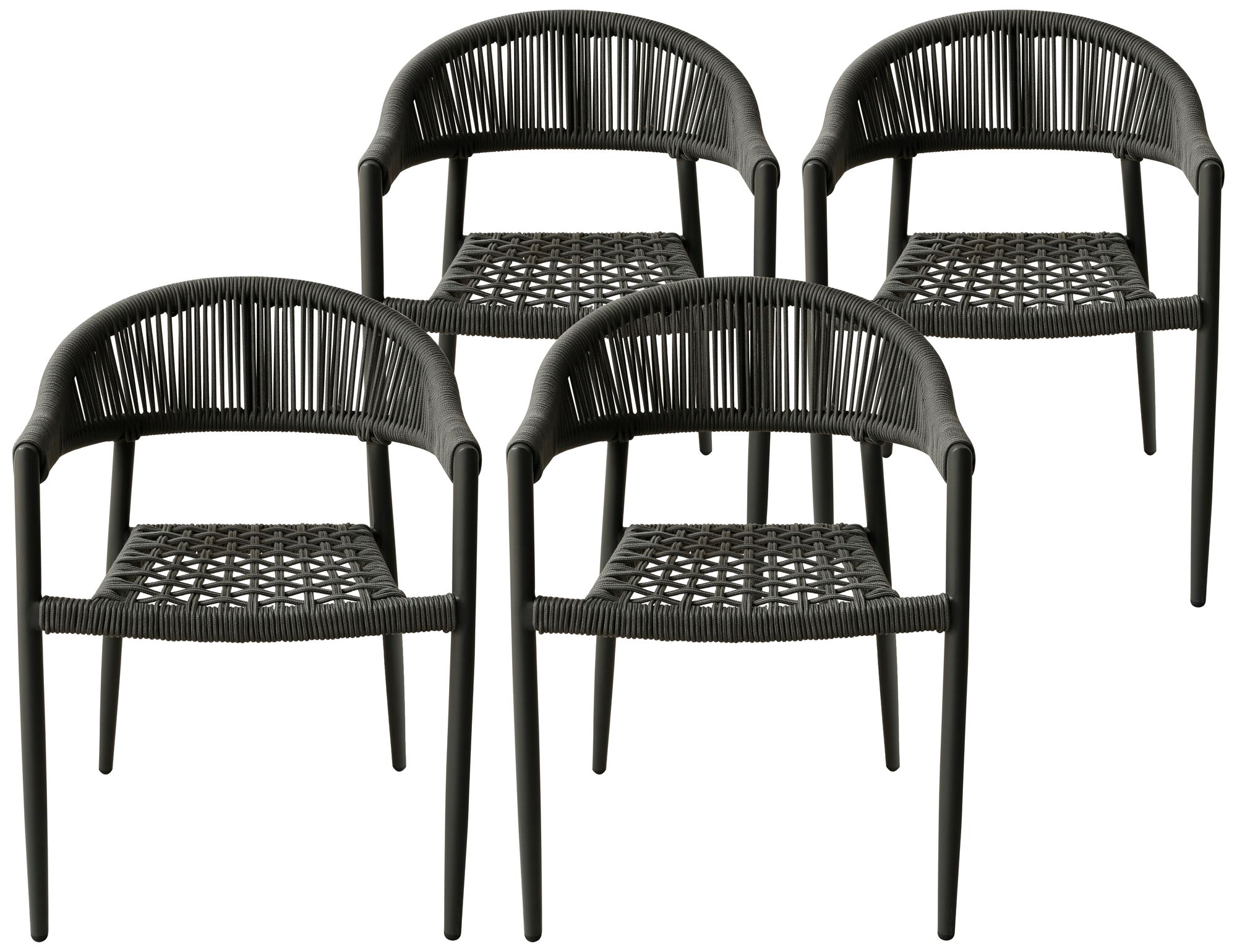 Leyla Gray Olefin Rope Indoor/Outdoor Dining Armchairs Set of 4
