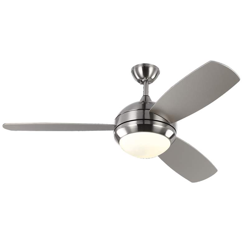 52&quot; Monte Carlo Discus Trio Brushed Steel Damp Rated LED Ceiling Fan