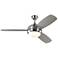 52" Monte Carlo Discus Trio Brushed Steel Damp Rated LED Ceiling Fan