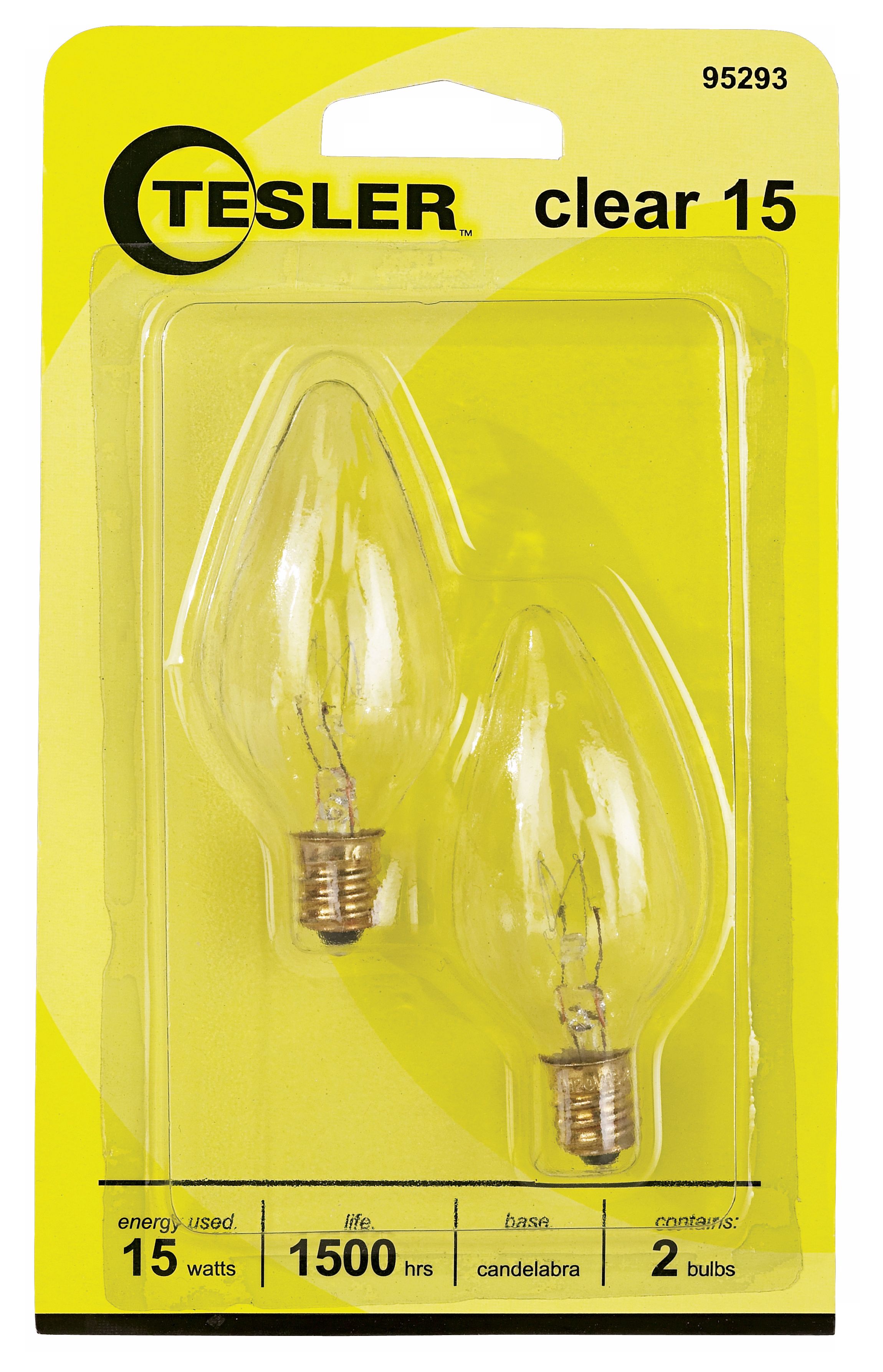 Tesler 15 Watt 2-Pack Candelabra Clear Light Bulbs