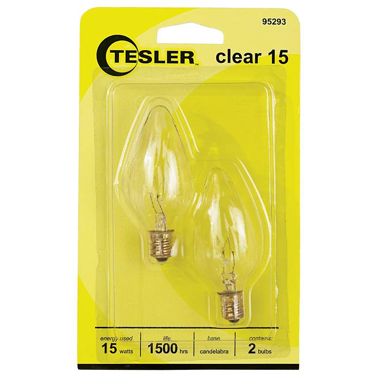 Tesler 15 Watt 2-Pack Candelabra Clear Light Bulbs