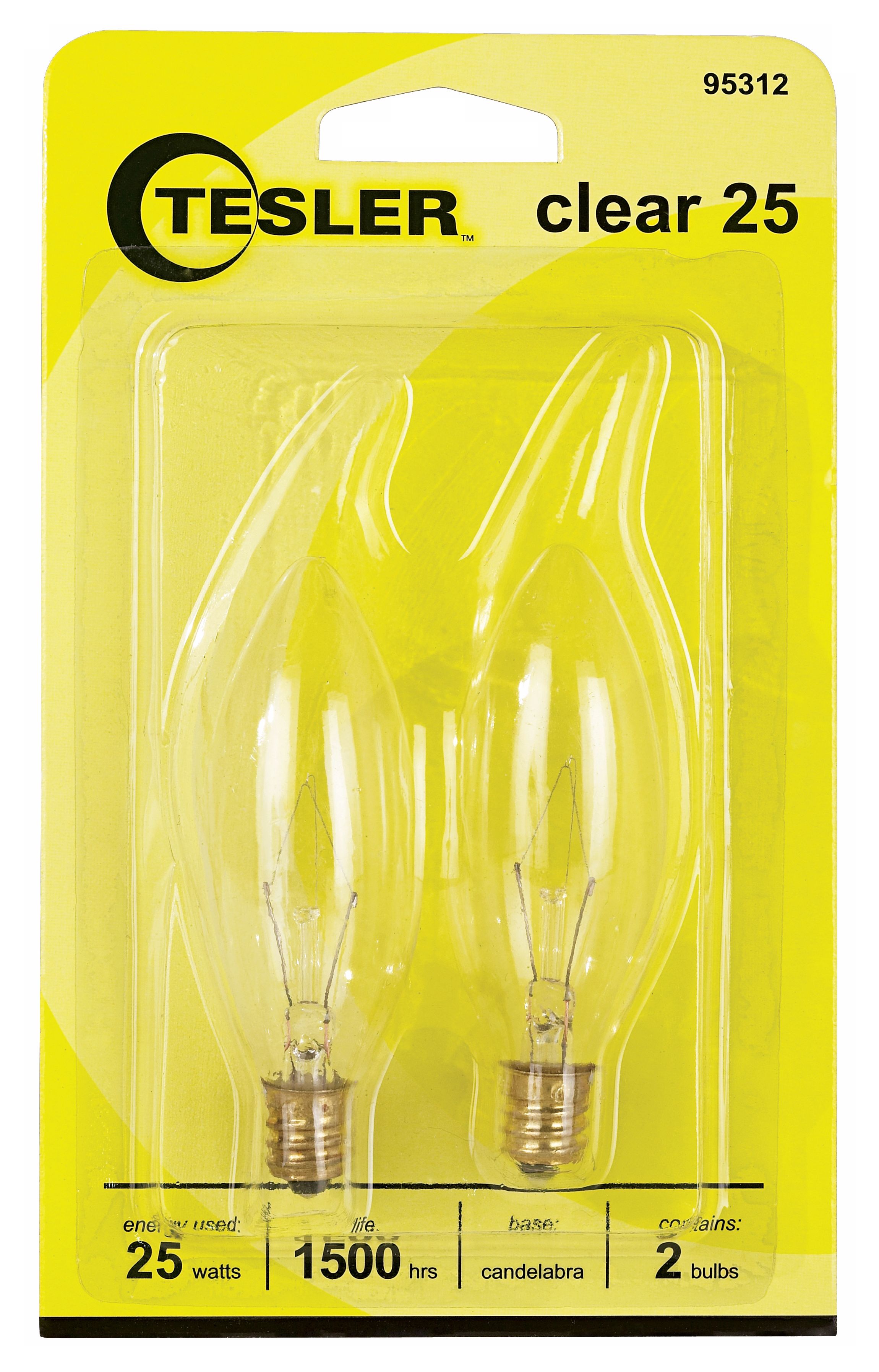 Tesler 25 Watt 2-Pack Blunt Tip Candelabra Light Bulbs