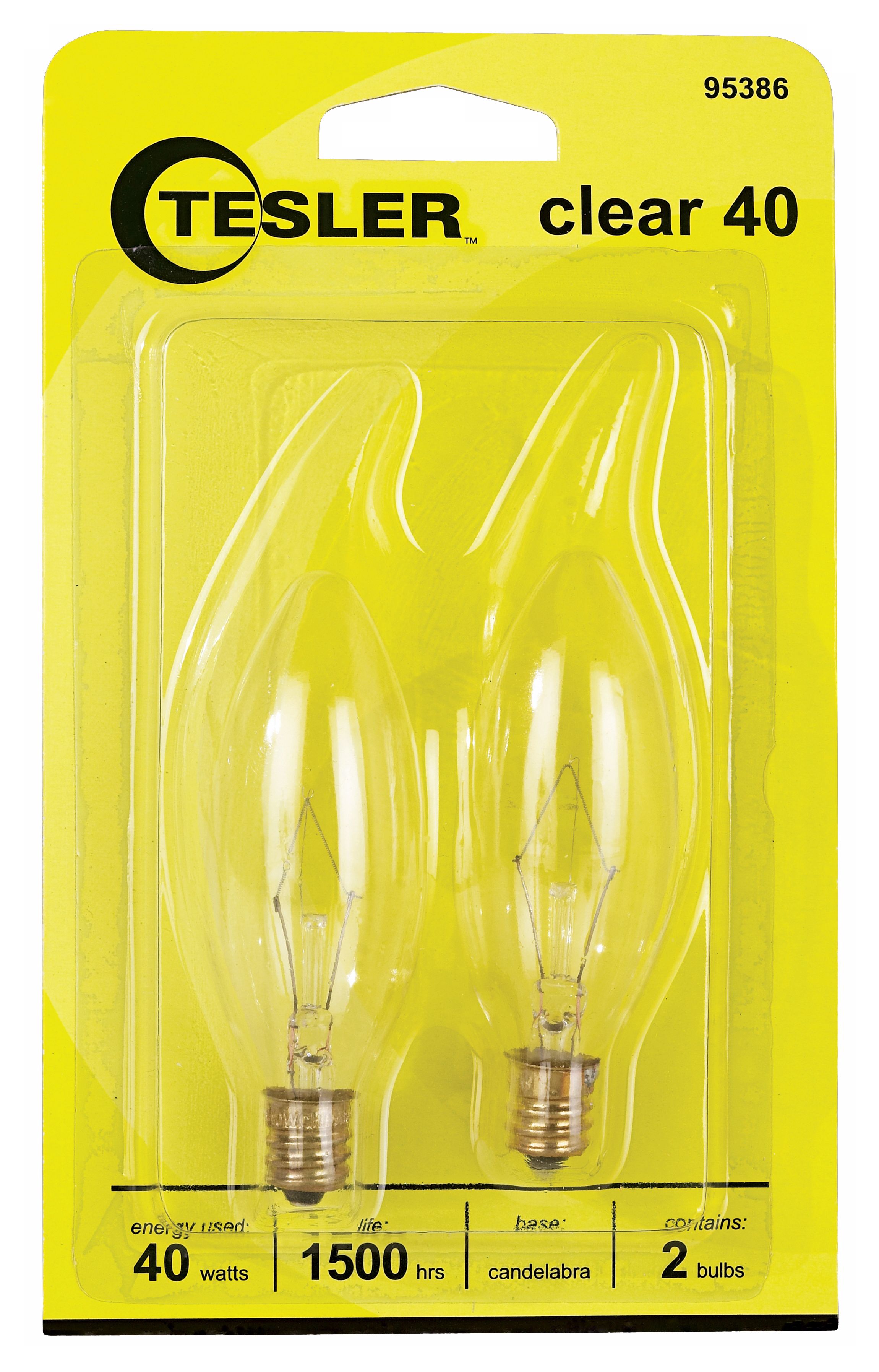 Tesler 40 Watt 2-Pack Blunt Tip Candelabra Light Bulbs