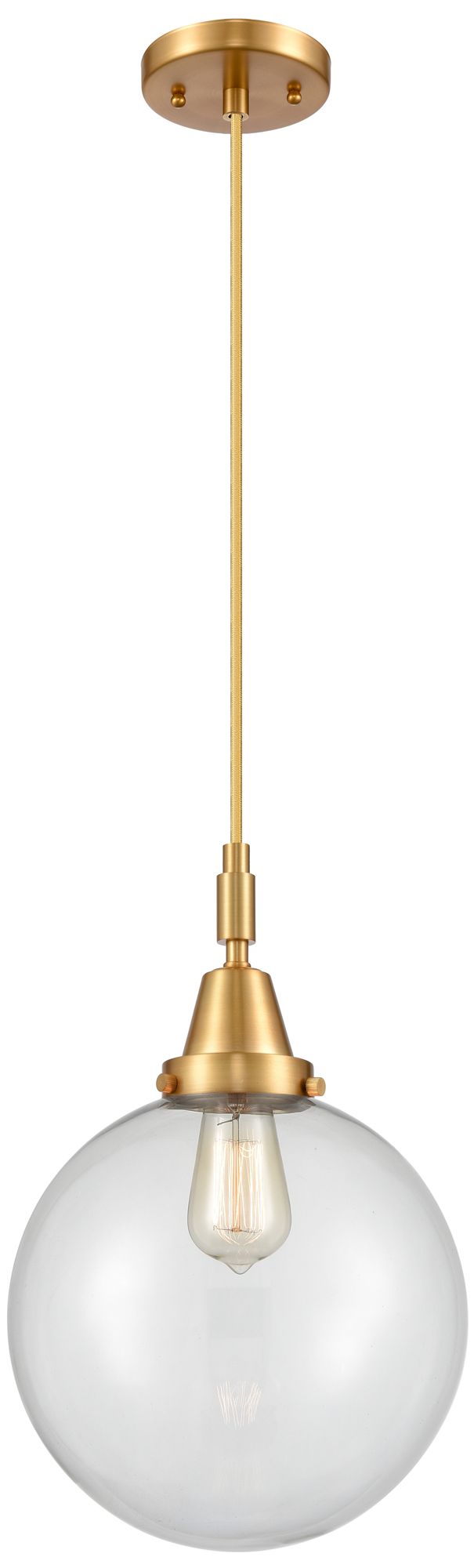 Innovations Lighting Downtown Caden Beacon 10"w Cord Satin Gold Mini Pendant W/ Clear Shade