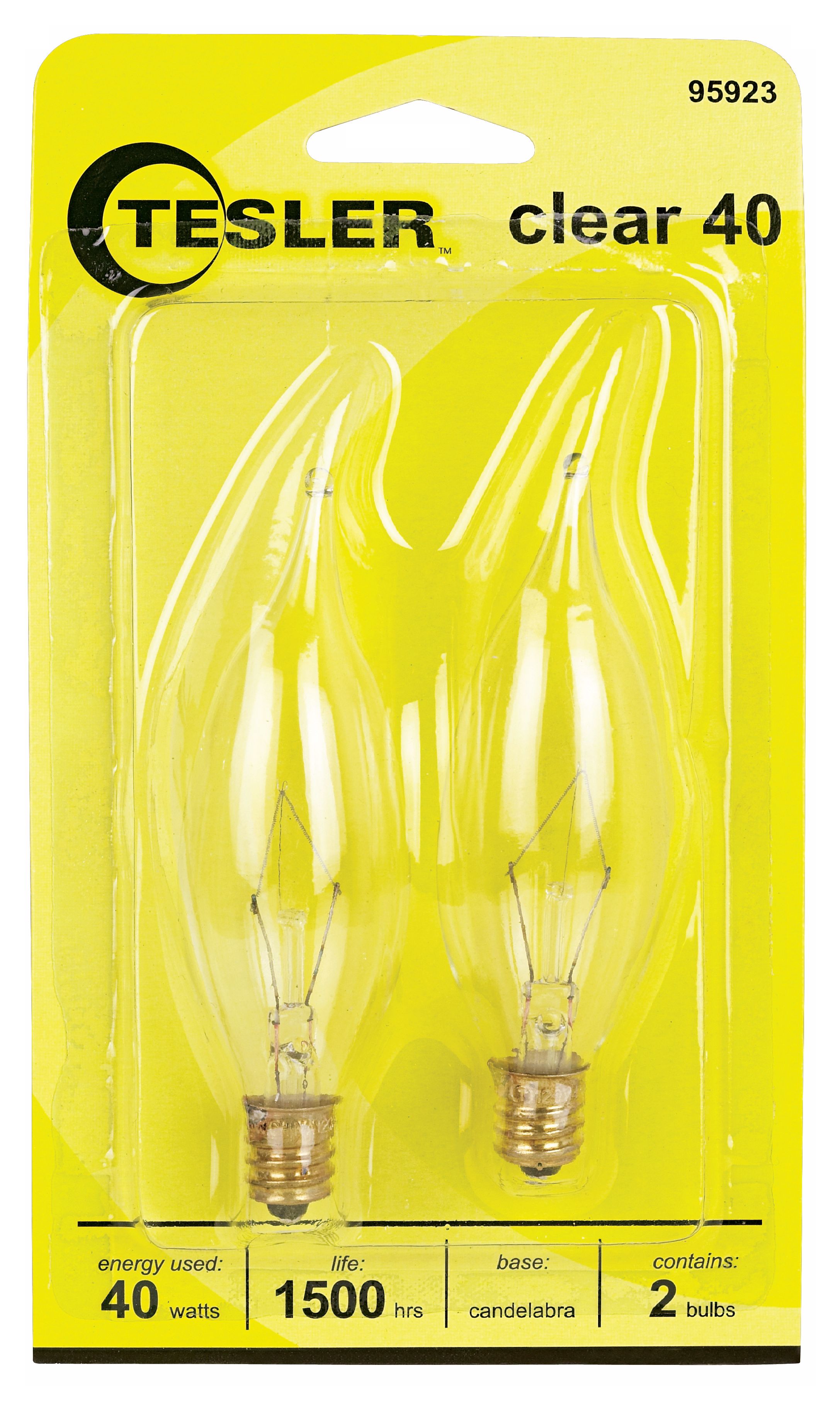 Tesler 40 Watt 2-Pack Bent Tip Candelabra Light Bulbs