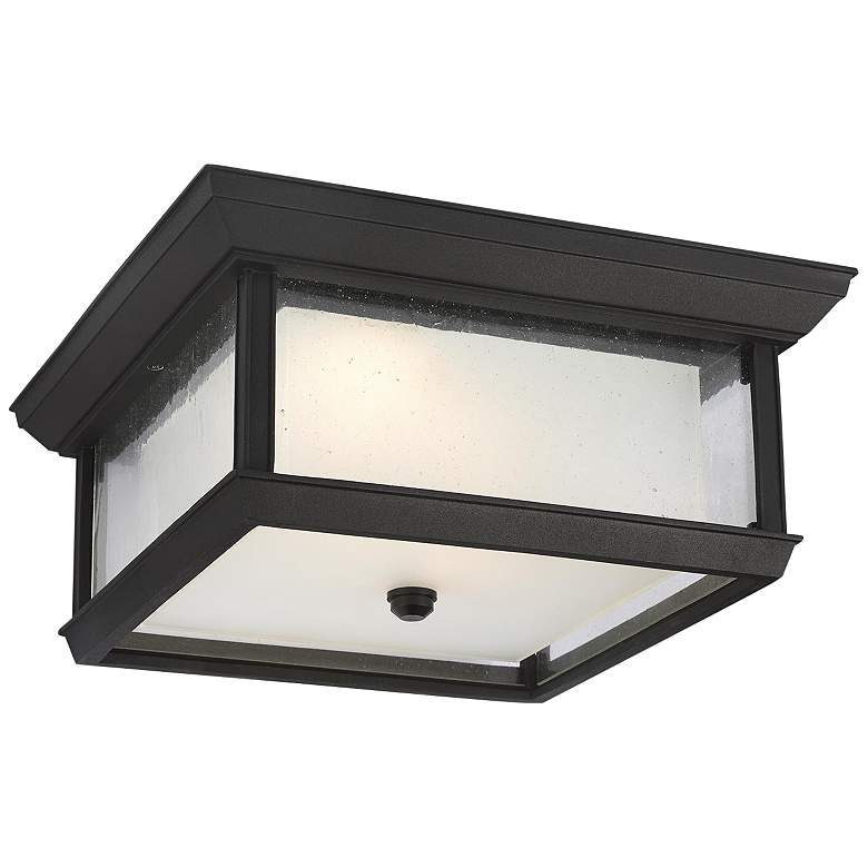 Image 2 Feiss McHenry 13"W Textured Black LED Outdoor Ceiling Light