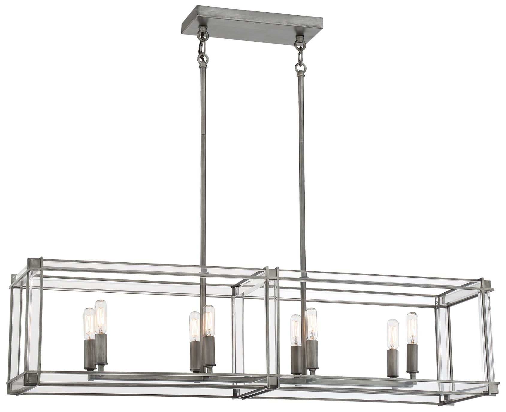 Langen Square 40" Wide Antique Nickel Geometric 8-Light Island Pendant