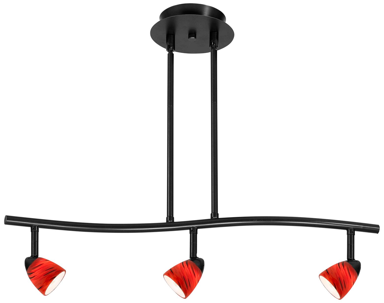 Serpentine 3-Light Black and Red Adjustable Track Fixture