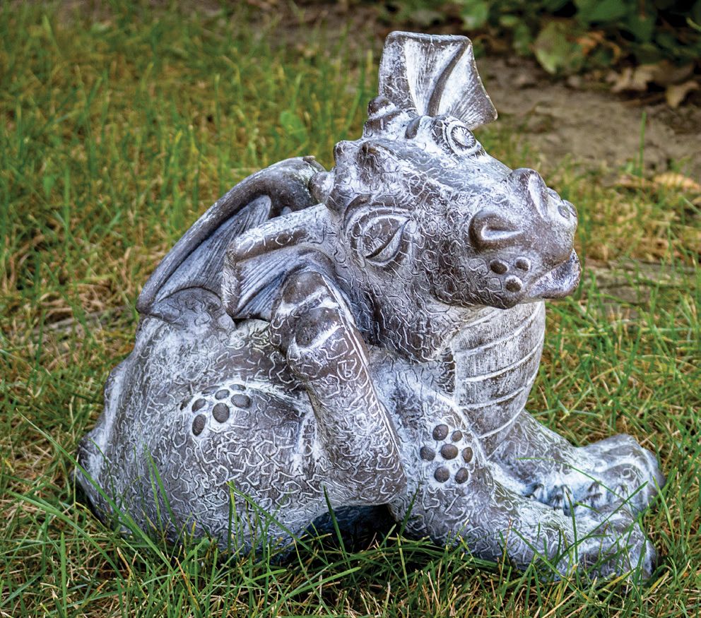 Iggy the Itchy Dragon 14" Wide Frosted Mocha Outdoor Statue