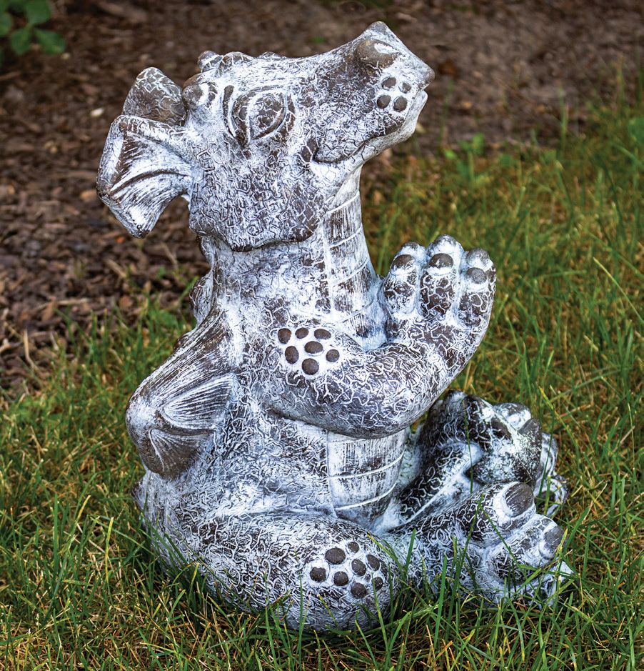 Paddy the Peaceful Dragon 16"H Relic Mocha Outdoor Statue