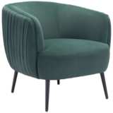Zuo Karan Pleated Green Velvet Accent Chair