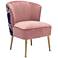 Zuo Tina Pink Pleated and Foliage Print Accent Chair
