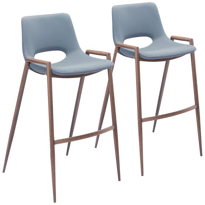 Gray Faux Leather Modern Bar Chairs Set, 29 Bar Stools Set Of 4