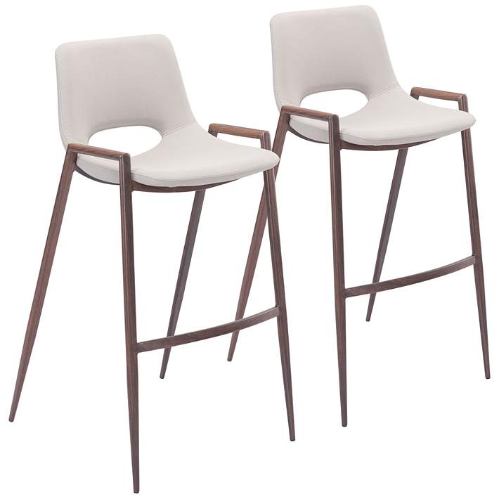 Zuo Desi 29 1 4 Beige Faux Leather, 29 Inch Bar Stools Set Of 4