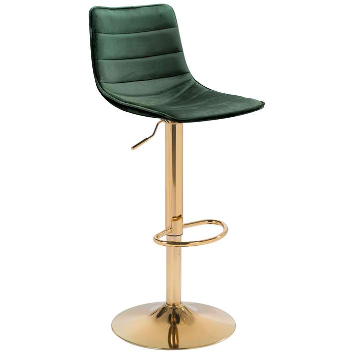 Zuo Prima Dark Green Faux Leather, Olive Green Leather Bar Stools