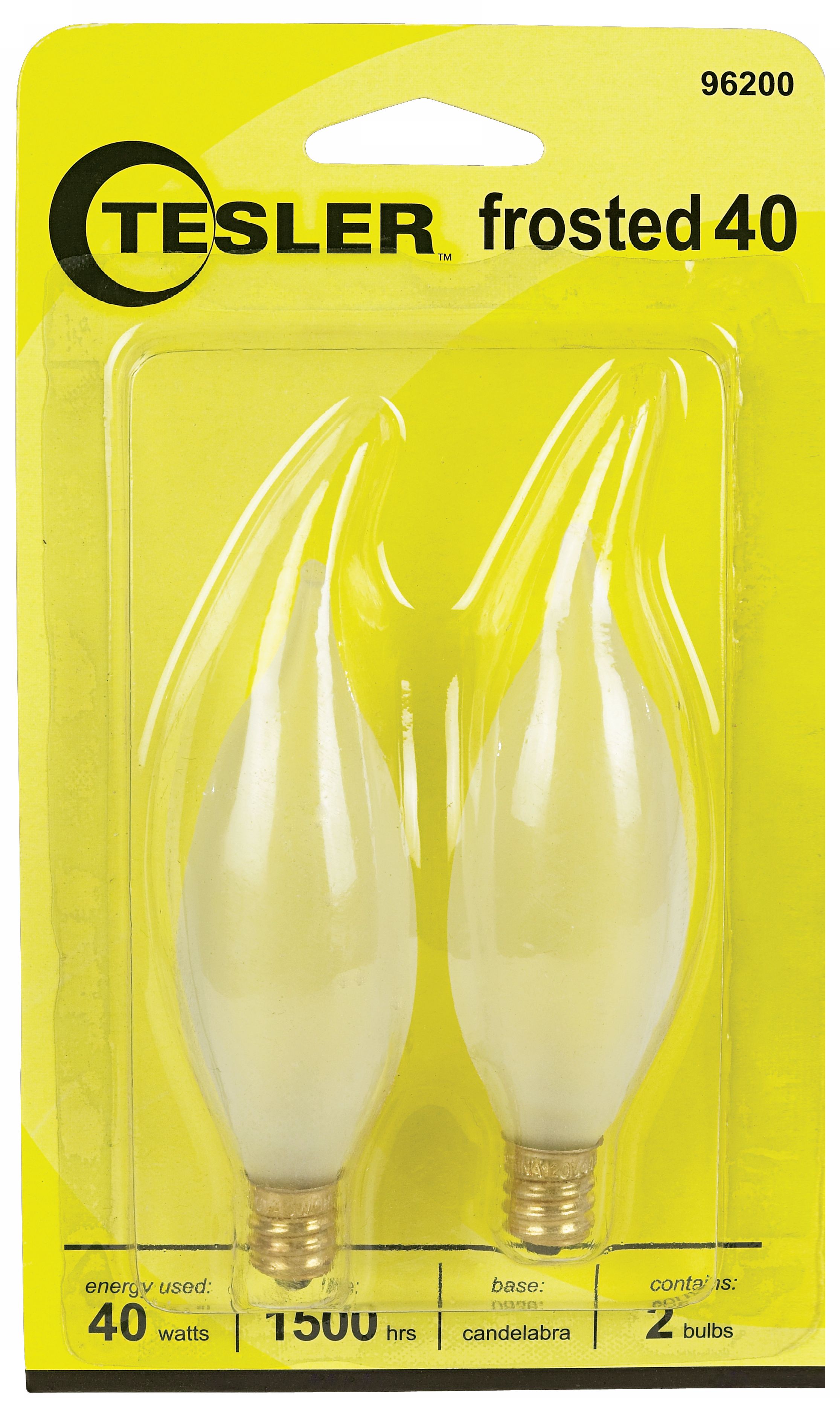 Tesler 40 Watt 2-Pack Frosted Bent Tip Candelabra Bulbs