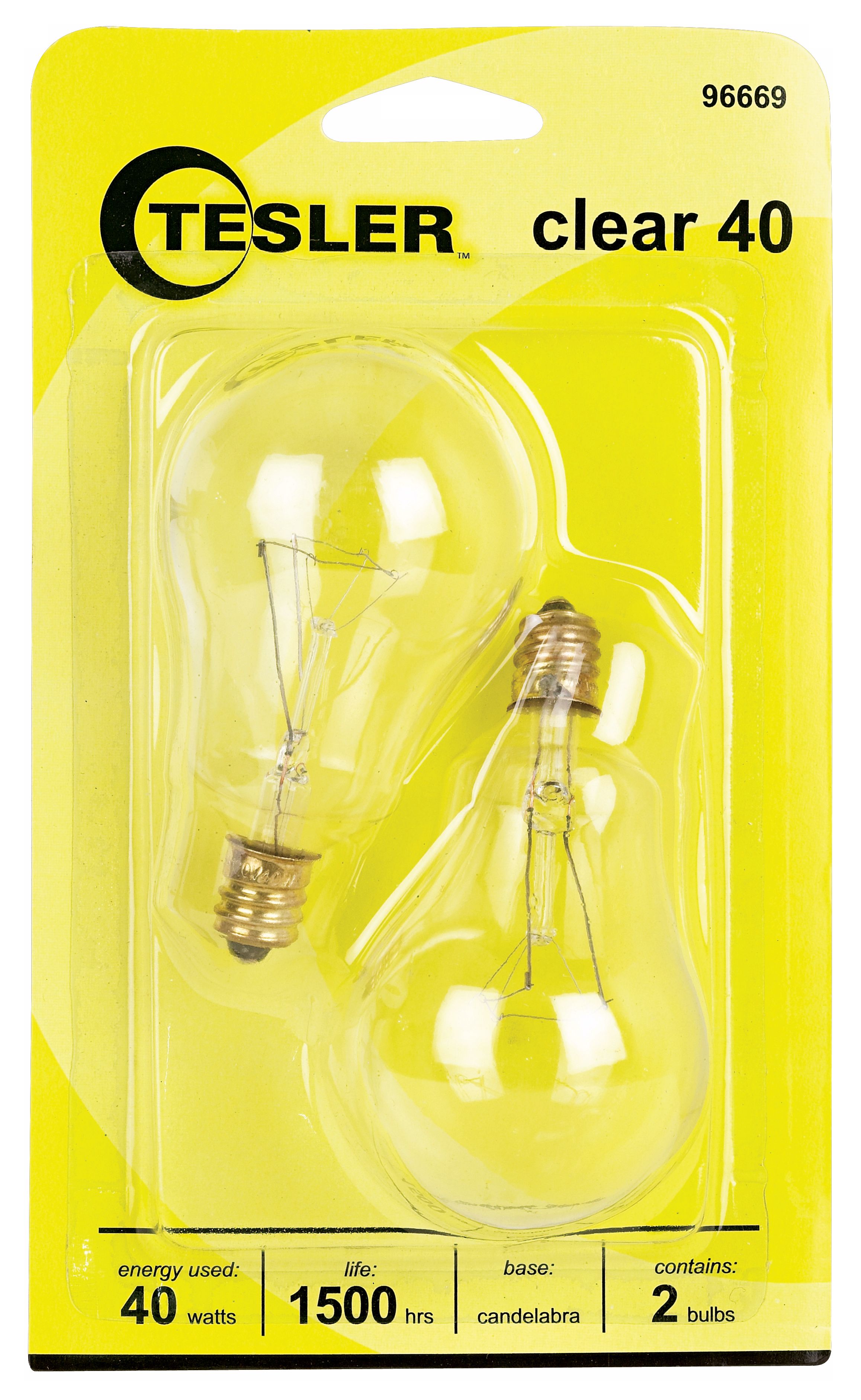 Tesler 40 Watt 2 Pack Clear Ceiling Fan Candelabra Bulbs