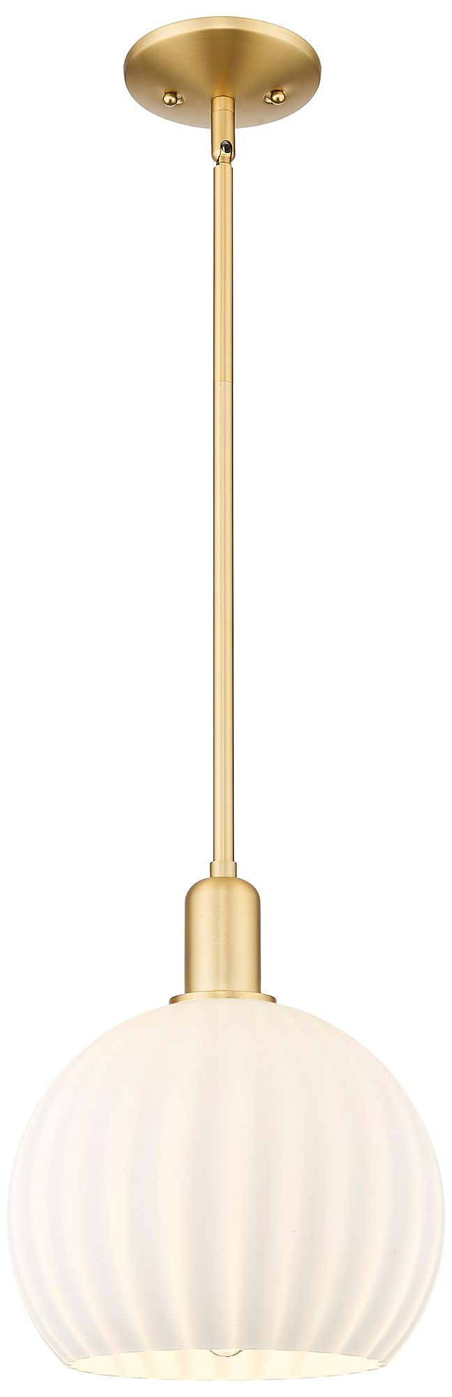 Innovations Lighting Arcadia White Venetian 10" Wide Satin Gold Stem Hung Mini Pendant