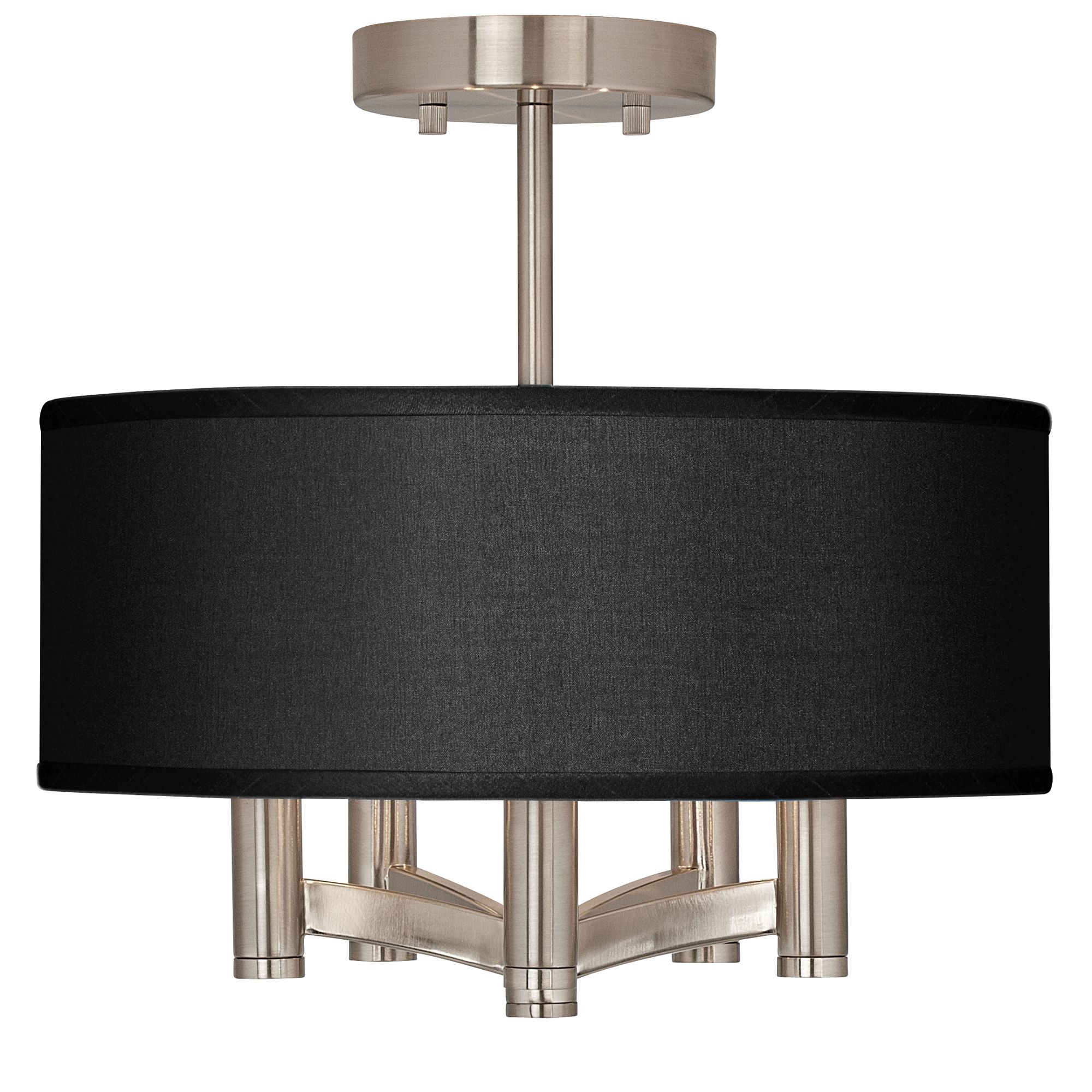 Ava 14" Wide Faux Black Silk and Nickel Finish Ceiling Light