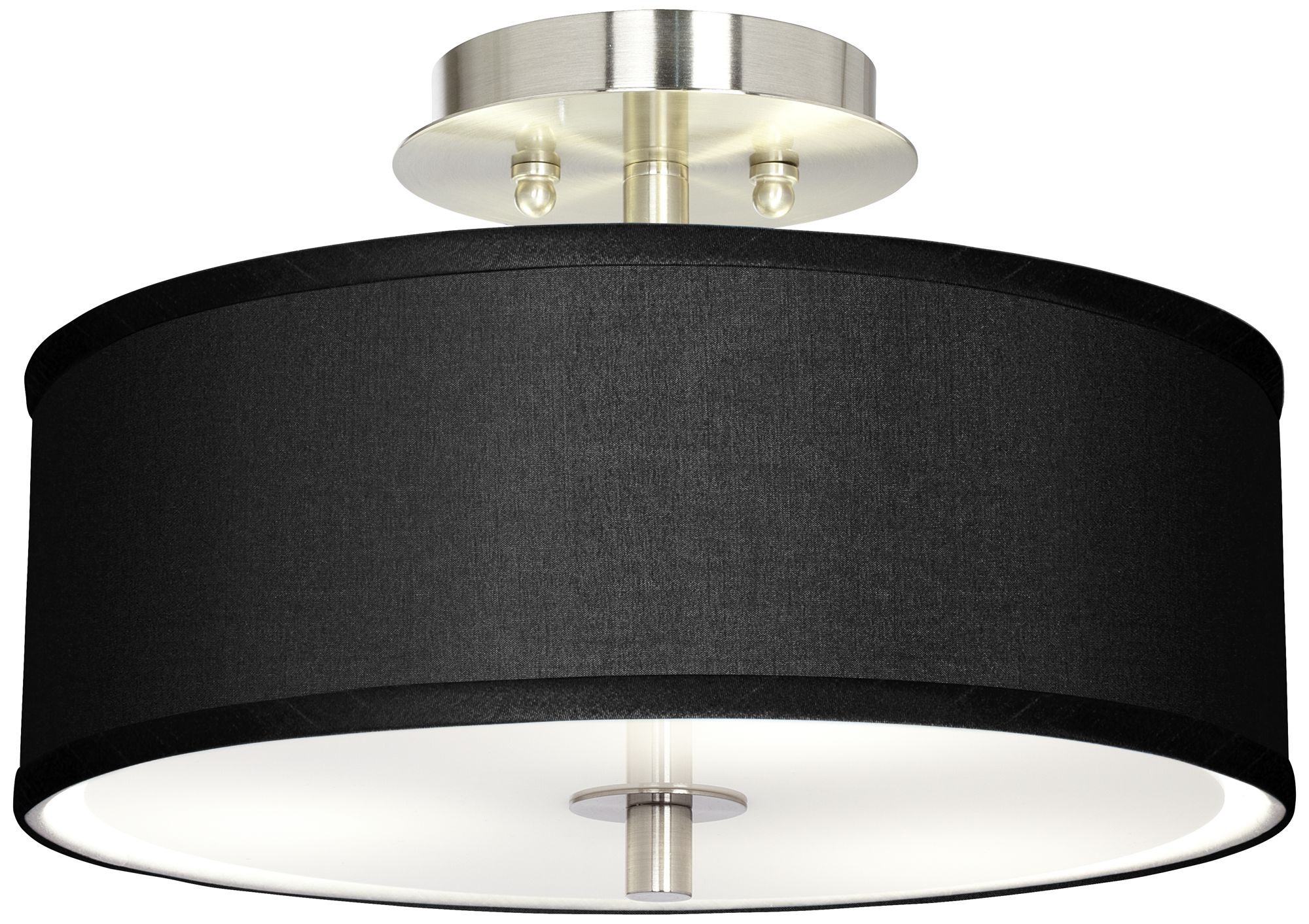 Black Faux Silk 14" Wide Modern Ceiling Light