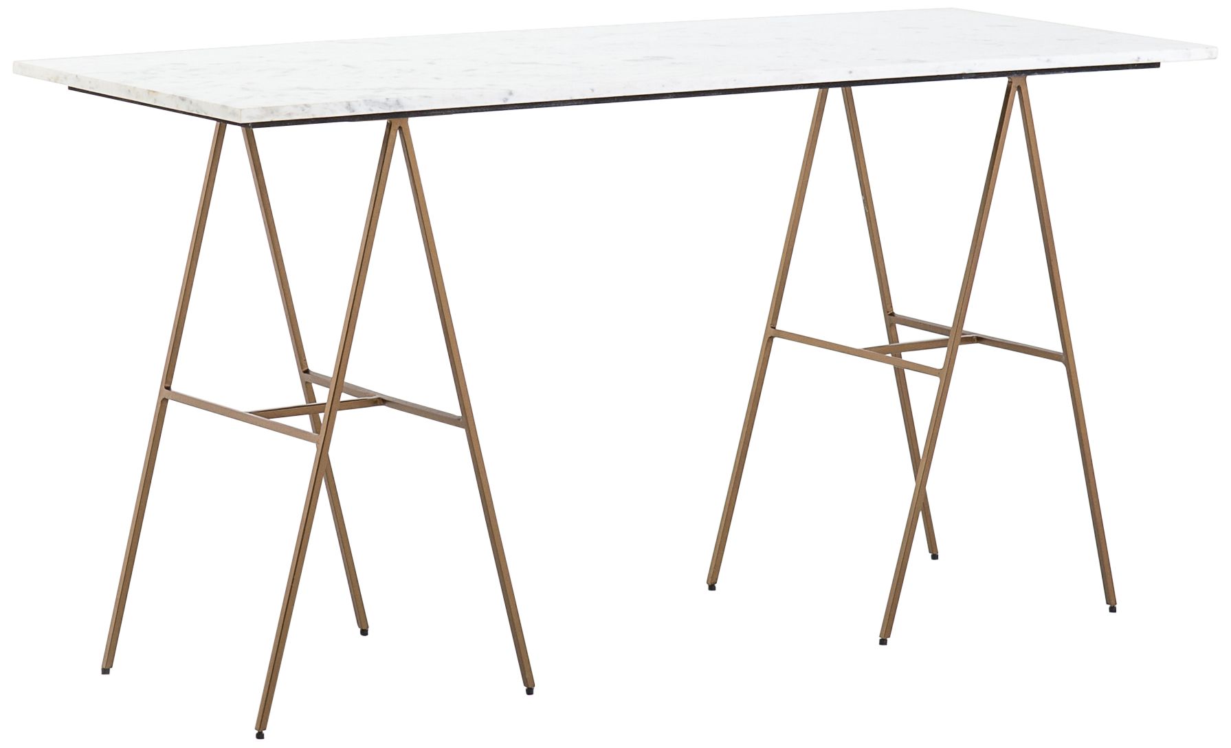 Eden 60" Wide Iron and White Marble Desk