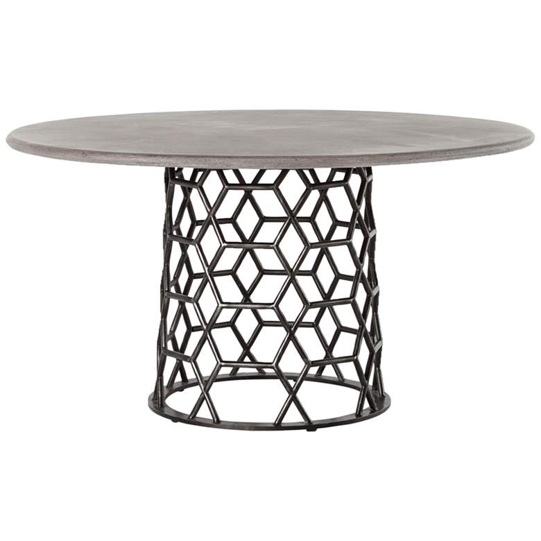 Image 3 Arden 54" Wide Iron Concrete and Steel Round Dining Table