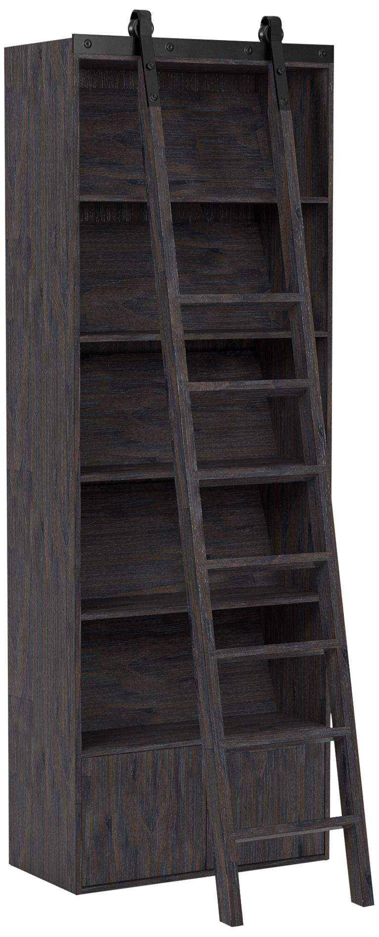 Bane 98" High Pine 5-Shelf Bookshelf and Ladder
