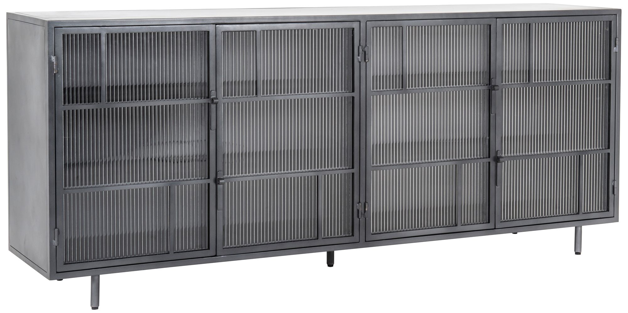 Violet 80" Wide 4-Door Iron and Glass Sideboard