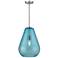 Ayra 12" Wide Brushed Nickel Mini Pendant Light with Blue Glass