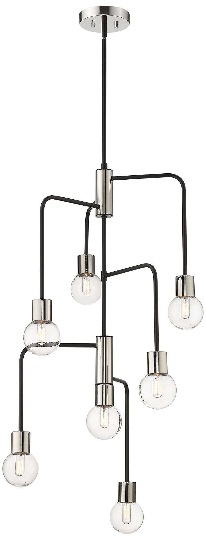 Neutra 22 1/2" Wide Matte Black and Polished Nickel 7-Light Chandelier