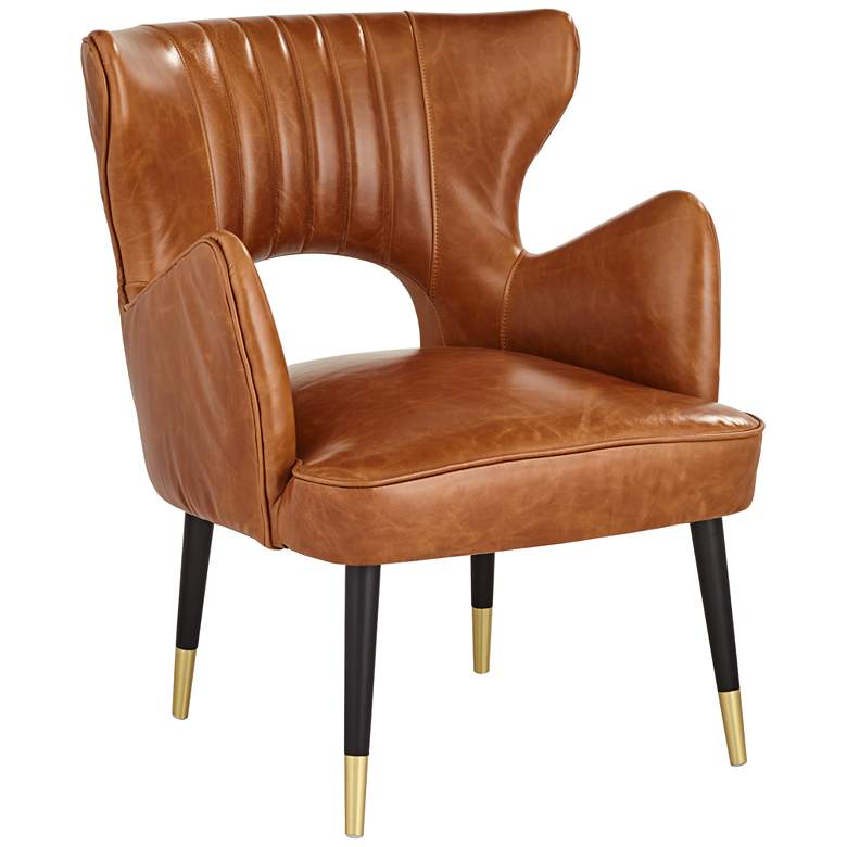Image 2 Mauro Retro Brown Leather Accent Chair